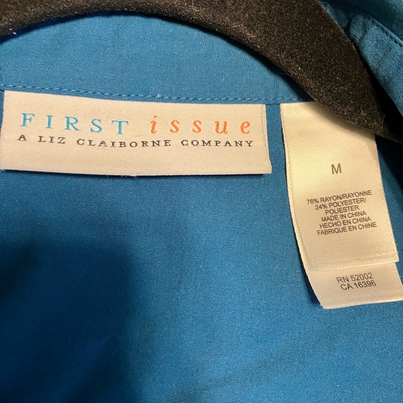 Liz Claiborne Y2K Teal 3/4 Sleeve Button Down Blouse - Picture 2 of 6